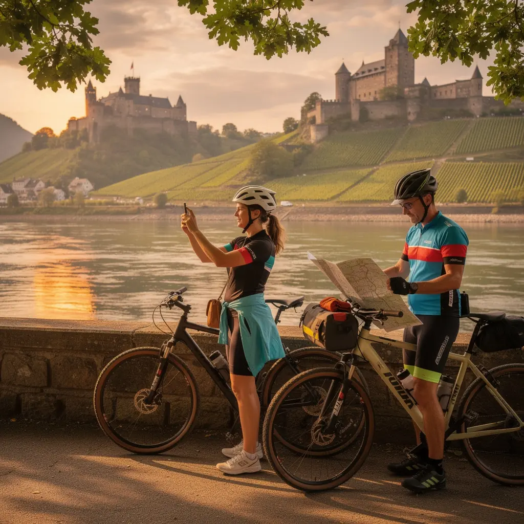 Familie beim Picknick auf einer Wiese umgeben von Natur und Bäumen.